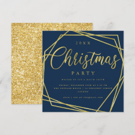 MODERN Script Gold Navy Folie Lijst Kerstfeest Kaart