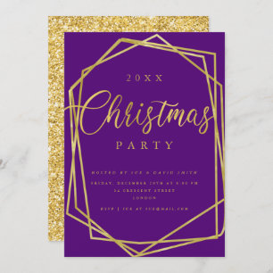 MODERN Script Gold Paars Lijst kerstfeest Kaart