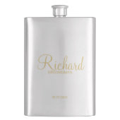 Modern Script Gold Personalized Groomsman Flacon (Voorkant)