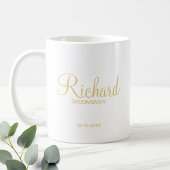 Modern Script Gold Personalized Groomsman Koffiemok