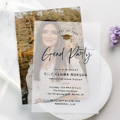 Modern Script Gold Pet Graduation Party Vellum Uitnodigingen