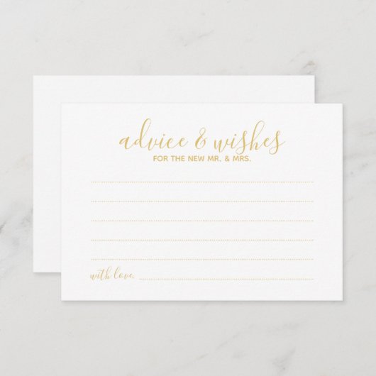 Modern Script Gold Wedding Advice en wenst Kaart (Voorkant / Achterkant)