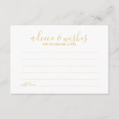 Modern Script Gold Wedding Advice en wenst Kaart (Voorkant)