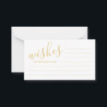 Modern Script Gold Wedding Advice en wenst Kaart<br><div class="desc">Voeg een persoonlijke aanraking aan uw bruiloft toe met een modern script goud en een wittrouwersadvies en wenskaart. Deze advieskaart is voorzien van een titel in de gouden moderne lettertypestijl voor calligrafie en van details in de gouden moderne sans serif lettertypestijl op een witte achtergrond. Ideaal voor bruiloft, baby shower,...</div>