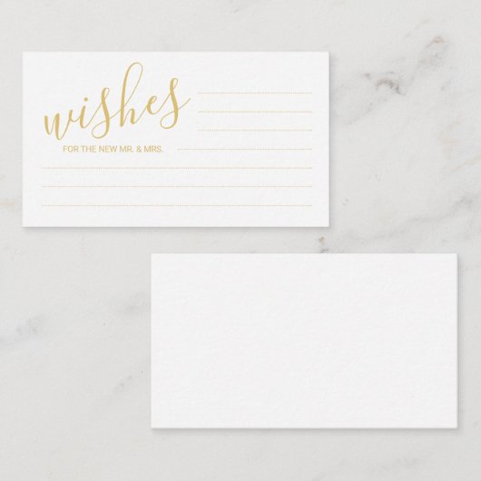 Modern Script Gold Wedding Advice en wenst Kaart (Voorkant / Achterkant)