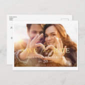 Modern Script Gold Wedding Briefkaart (Voorkant / Achterkant)