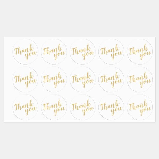 Modern Script Gold Wedding Favor Dank u Labels (Vel)