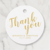 Modern Script Gold Wedding Hartelijk dank Bedankjes Labels (Voorkant)