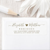 Modern Script Gold Wedding Return-adreslabel Etiket (Insitu)