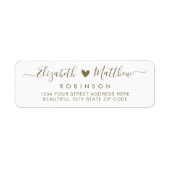 Modern Script Gold Wedding Return-adreslabel Etiket (Voorkant)