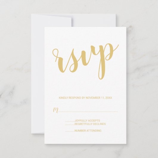 Modern Script Gold Wedding RSVP (Voorkant)