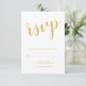 Modern Script Gold Wedding RSVP Kaartje (Staand voorkant)
