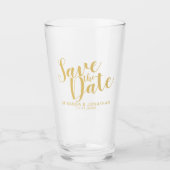 Modern script Gold Wedding Save the Date Glas (Voorkant)