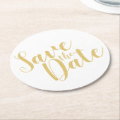 Modern script Gold Wedding Save the Date Ronde Kartonnen Onderzetter (Gebogen)