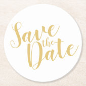 Modern script Gold Wedding Save the Date Ronde Kartonnen Onderzetter (Voorkant)