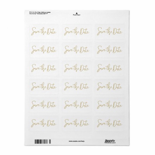 Modern Script Gold Wedding Save the Date Sticker (Full Sheet)