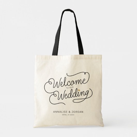 Modern Script Gold Welkom op onze huwelijksavor Tote Bag (Achterkant)