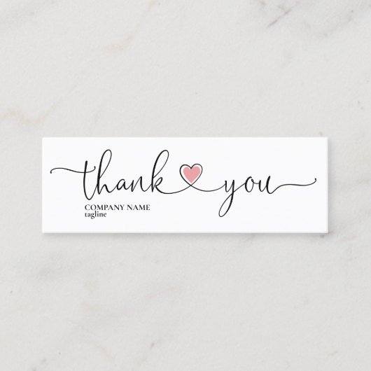 modern script gooit roze hart bedankt voor je opdr mini visitekaartje (Voorkant)
