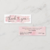 modern script gooit roze hart bedankt voor je opdr mini visitekaartje (Voorkant / Achterkant)