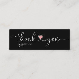 modern script gooit roze hart bedankt voor je opdr mini visitekaartje