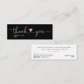 modern script gooit roze hart bedankt voor je opdr mini visitekaartje (Voorkant / Achterkant)