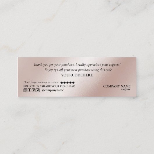 modern script gooit roze hart bedankt voor je opdr mini visitekaartje (Achterkant)