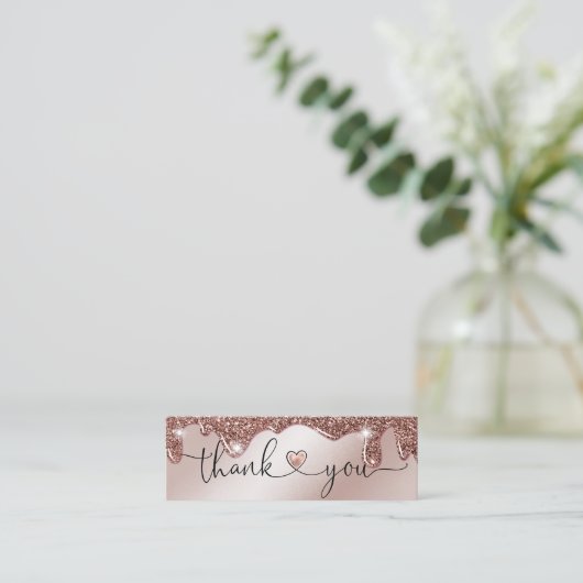 modern script gooit roze hart bedankt voor je opdr mini visitekaartje (Staand voorkant)