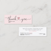 modern script gooit roze hart bedankt voor je opdr mini visitekaartje (Voorkant / Achterkant)