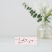 modern script gooit roze hart bedankt voor je opdr mini visitekaartje (Staand voorkant)