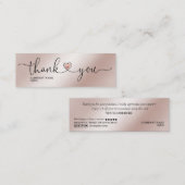 modern script gooit roze hart bedankt voor je opdr mini visitekaartje (Voorkant / Achterkant)