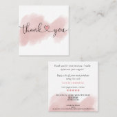 modern script gooit roze hart bedankt voor je opdr vierkante visitekaartje (Voorkant / Achterkant)