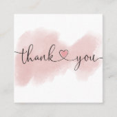 modern script gooit roze hart bedankt voor je opdr vierkante visitekaartje (Voorkant)