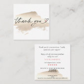 modern script gooit roze hart bedankt voor je opdr vierkante visitekaartje (Voorkant / Achterkant)