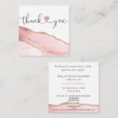 modern script gooit roze hart bedankt voor je opdr vierkante visitekaartje (Voorkant / Achterkant)