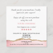 modern script gooit roze hart bedankt voor je opdr vierkante visitekaartje (Achterkant)