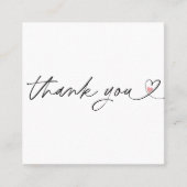 modern script gooit roze hart bedankt voor je opdr vierkante visitekaartje (Voorkant)