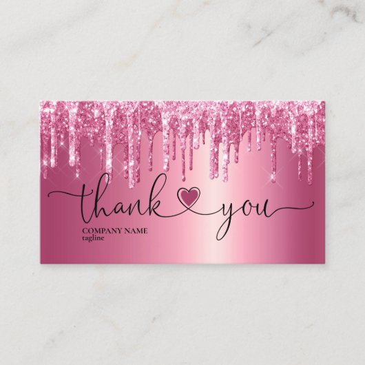 modern script gooit roze hart bedankt voor je opdr visitekaartje (Voorkant)