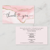 modern script gooit roze hart bedankt voor je opdr visitekaartje (Voorkant / Achterkant)