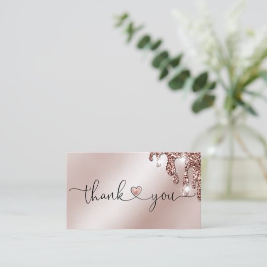 modern script gooit roze hart bedankt voor je opdr visitekaartje (Staand voorkant)