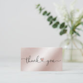 modern script gooit roze hart bedankt voor je opdr visitekaartje (Staand voorkant)