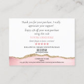 modern script gooit roze hart bedankt voor je opdr visitekaartje (Achterkant)