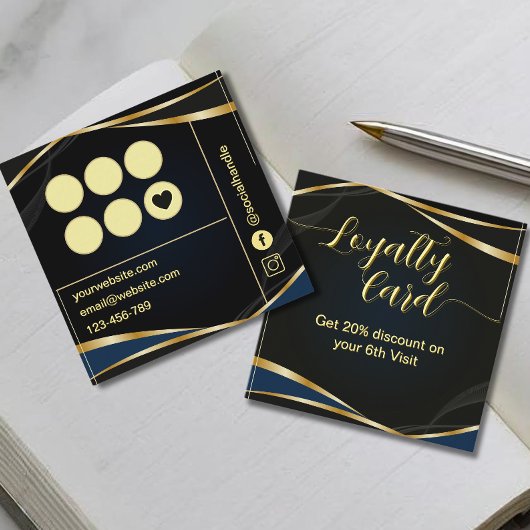 Modern Script Goud en Zwart Klantenkaartje