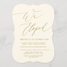 Modern script, goud, huwelijksvlucht receptie
