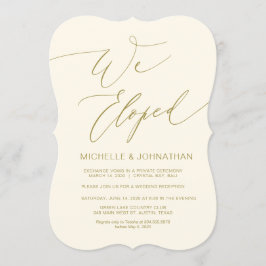 Modern script, goud, huwelijksvlucht receptie kaart