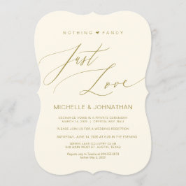 Modern script, goud, huwelijksvlucht receptie kaart
