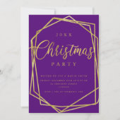 MODERN Script Goud Paarse Lijst Kerstfeest Kaart (Voorkant)