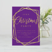 MODERN Script Goud Paarse Lijst Kerstfeest Kaart (Staand voorkant)