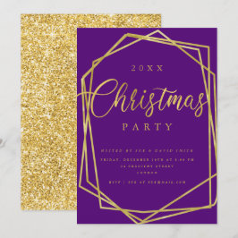 MODERN Script Goud Paarse Lijst Kerstfeest Kaart