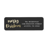 Modern Script Goud Prettig Kerstmis Retouradres Etiket (Voorkant)
