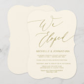 Modern script, goud, trouwfeest kaart (Voorkant / Achterkant)